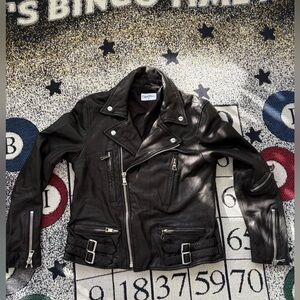 Women’s XS Lauren Moshi leather jacket with maleficent design on the back